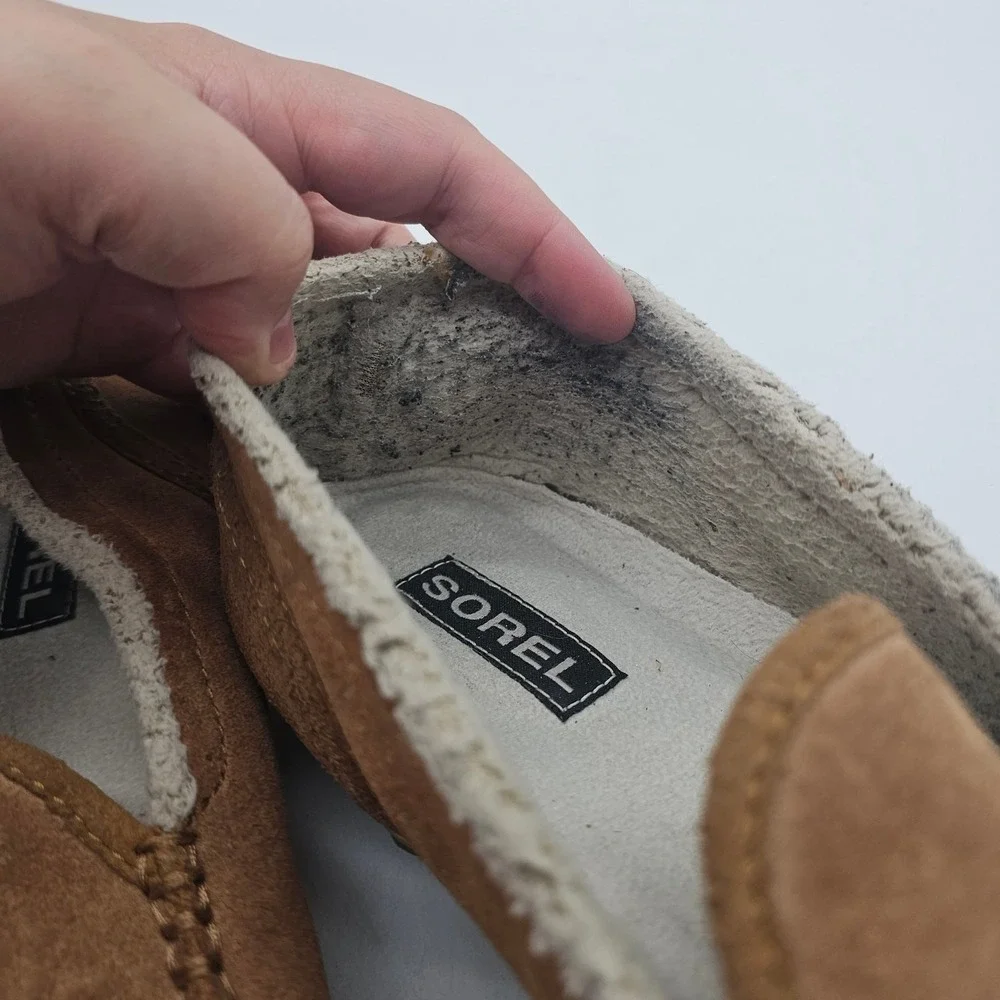 Sorel Men's Moc Suede Faux Fur Slipper  Hard Bottom Slip On Size 11